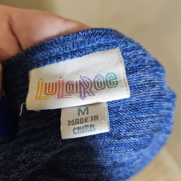 LuLaRoe Joy Feathered Blue Long Vest Duster Size Medium - Picture 2 of 5